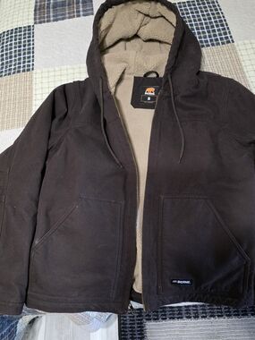 Berne Brown Hooded Work Jacket - Sherpa Lined Womens 4/6